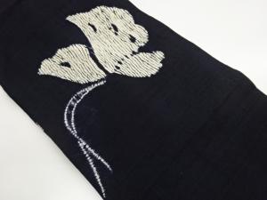 手織り紬板締め絞り抽象蝶模様名古屋帯